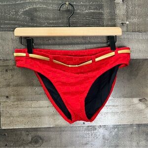 St. John Sport Red Swim Bikini Bottoms Logo Belt SS1076